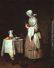 Jean Baptiste Simeon Chardin Canvas Paintings - The Attentive Nurse